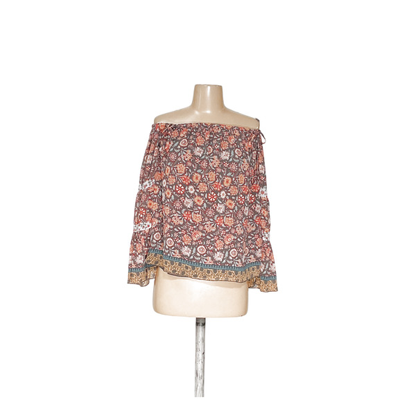 Jessica Simpson Orange Floral Chiffon Blouse - Picture 1 of 4